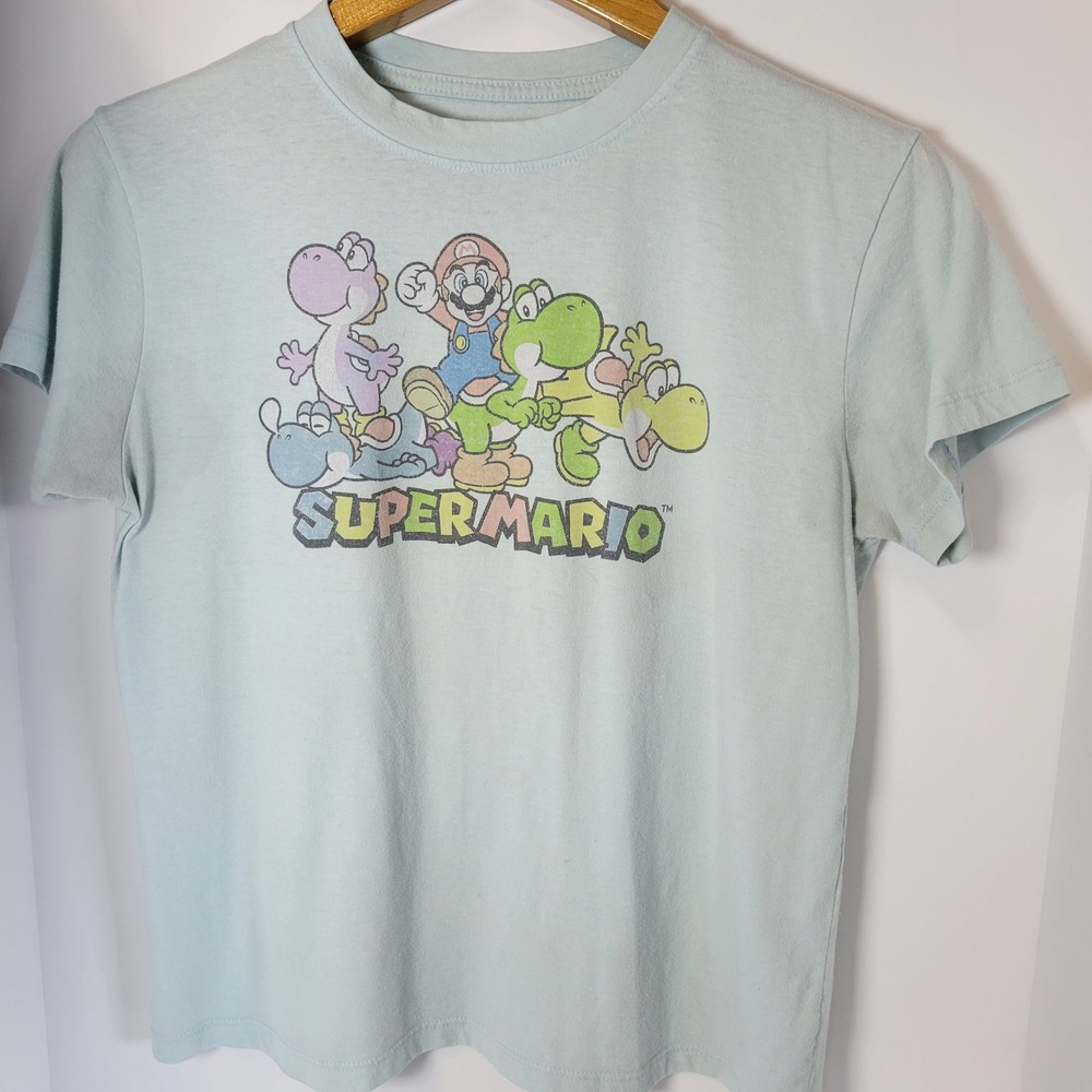 Nintendo Super Mario Yoshi Graphic T-Shirt Light Blue Mens Medium M 2022 Retro